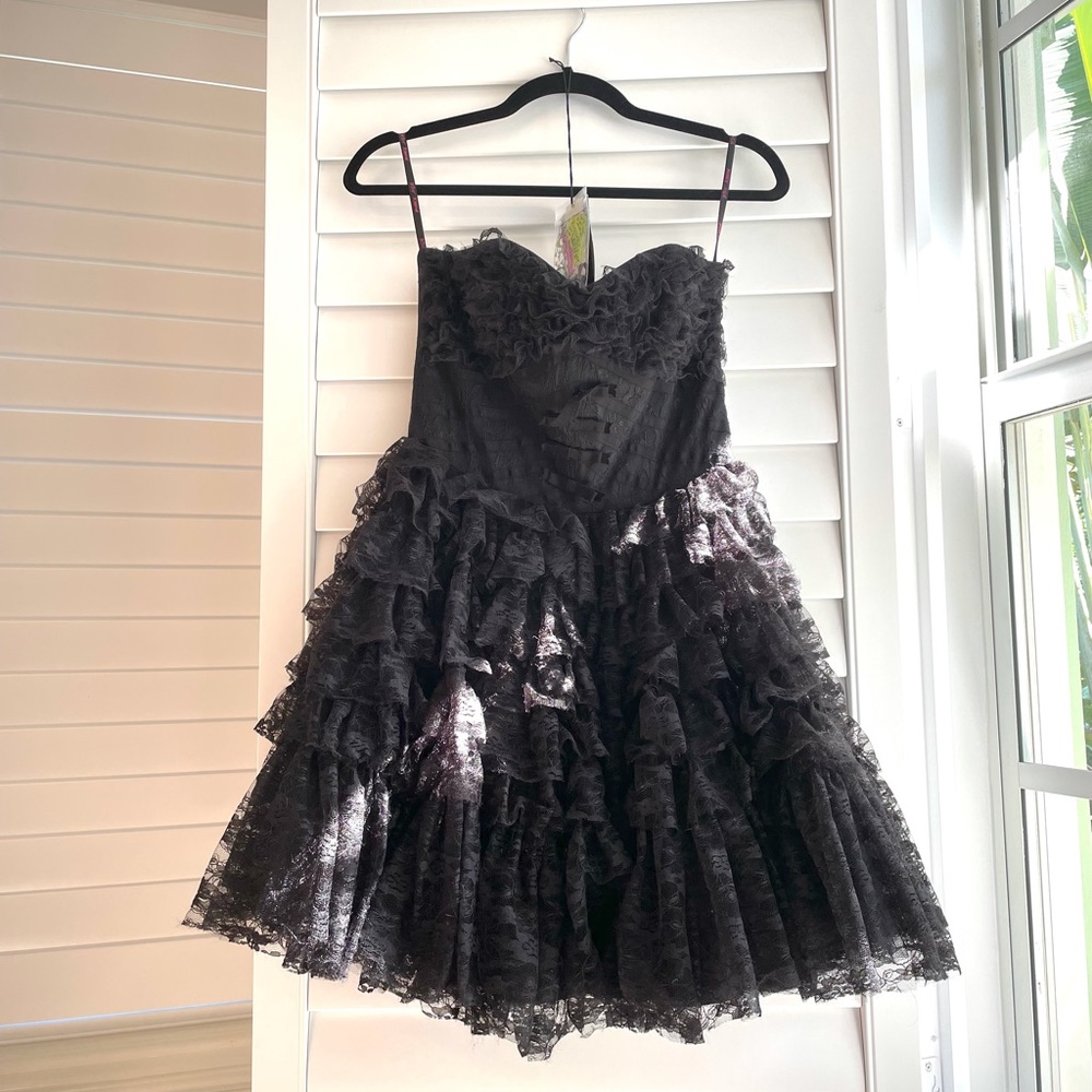 Betsy Johnson strapless cupcake style lace dress.
